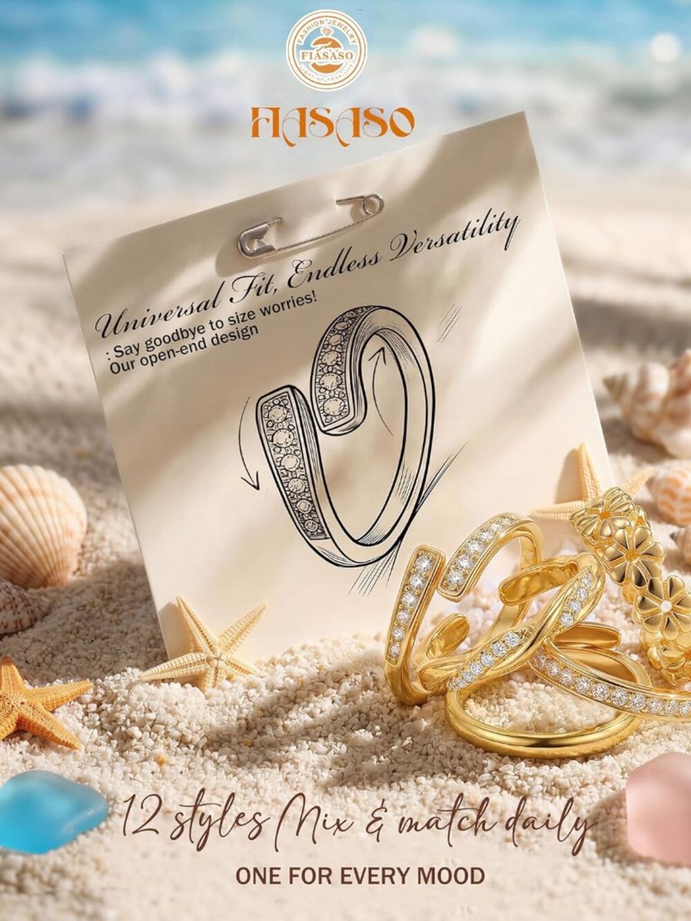 12Pcs Toe Rings for Women - 14K Gold Filled Toe Ring Non Tarnish Adjustable Simp - Picture 3 of 8